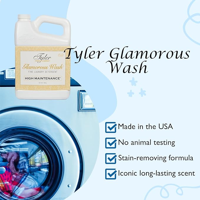 Tyler Glamorous Wash High Maintenance Fine Laundry Detergent with Stain Remover Pen and Dryer Sachets - Liquid Detergent Designed for Clothing - Hand & Machine - 64oz (High Maintenance)