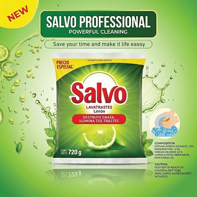 Dishwashing Powder Lemon Fresh, Powerful Grease Cleaning Formula, Kitchen Cleaning Detergent, 720g