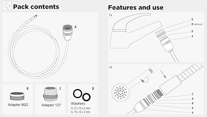 Drain Cleaner, Bathroom Clog Remover, High Pressure Pipe Cleaner, Duct Unblocker, 10ft Hose, Solid Brass Fittings