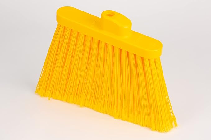 SPARTA 41082EC04 Plastic Color Coded Broom, Flagged Bristles, Long Broom With Angled Head For Large Debris, 56 Inches, Yellow, (Pack of 12)