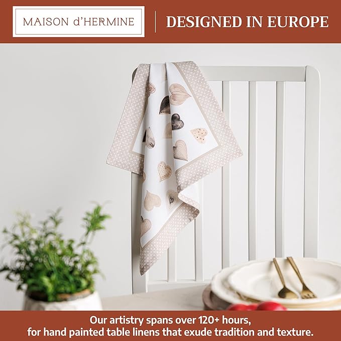 Maison d' Hermine 100% Cotton Cloth Napkins Set of 4 Everyday Reusable Square Napkins Cloth Washable Dinner Party Wedding Restaurant Hotel Kitchen Spring Summer (Lovely Hearts, 18" x 18")
