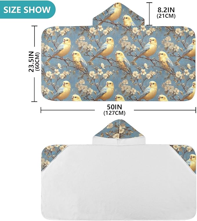Beach Towel Beauty Budgerigar Neutral Hooded Kids Beach Towel Lightweight Toddler Bath Towel