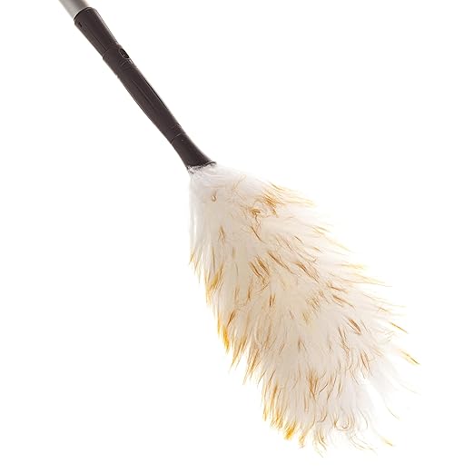 Unger Commercial StarDuster® Lambswool Duster with Handle (Case of 6), 17.5" Length, White/Black – Ideal for Dusting Shelves, Surfaces, and High Access Areas, LWDU0