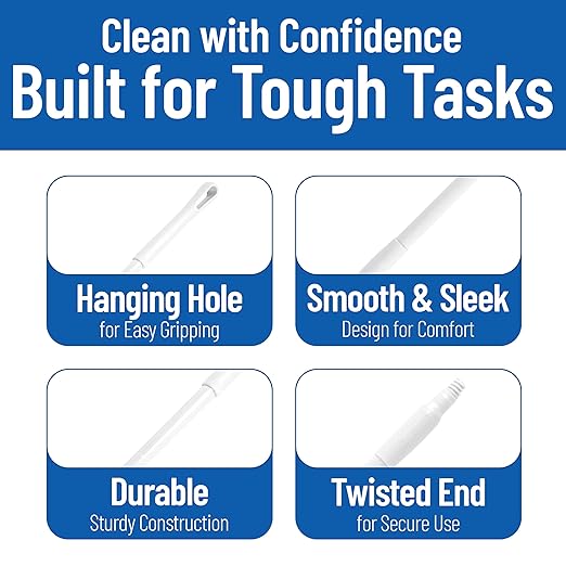 SPARTA 48" Fiberglass Replacement Handle with 3/4" Acme Thread Tip, Polyester Veil Reinforced, Hanging Cap, Commercial Cleaning, White (Pack of 12)