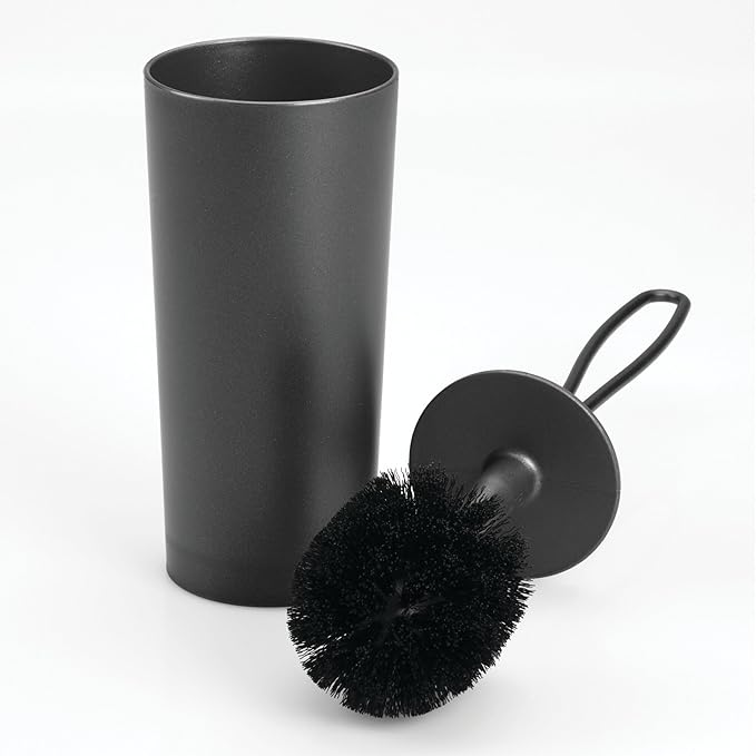 iDesign Toilet Brush and Holder for Bathroom - Matte Black