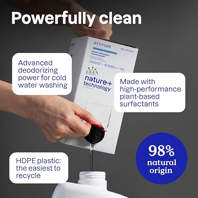ATTITUDE Liquid Laundry Detergent,EWG Verified,HE Compatible,Plant-Based & Vegan,Natural Laundry Soap,Wildflowers Scent,36 Loads,60.8 Fl Oz,(Pack of 2)