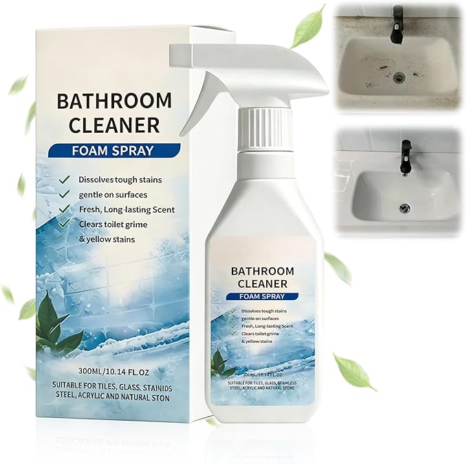 Scale Remover Bathroom Cleaner Foam Spray, Powerful ScaleRemover, All-Purpose Scale Remover Bathroom Cleaner, Suitable for Tiles, Glass, Stainless, Steel, Acrylicand Natural Stone