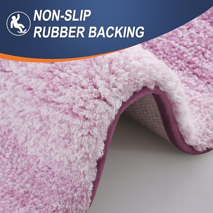 OLANLY Bathroom Runner Rugs Mat 59x20, Extra Soft Absorbent Microfiber Bath Rugs, Rubber Backing, Quick Dry, Long Bath Mats for Bathroom, Tub and Shower, Home Decor Accessories, Pinkish-Purple