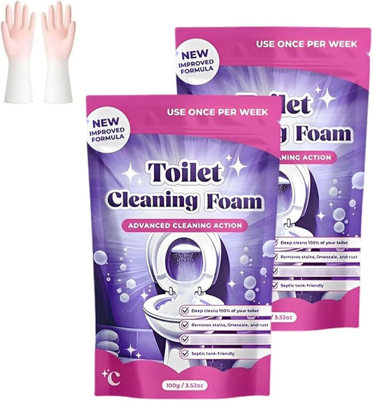 Foaming Toilet Cleaner – Stain Removal, Touch Free Foaming Powder for Ceramic and Stainless Steel Toilets (2, Red)