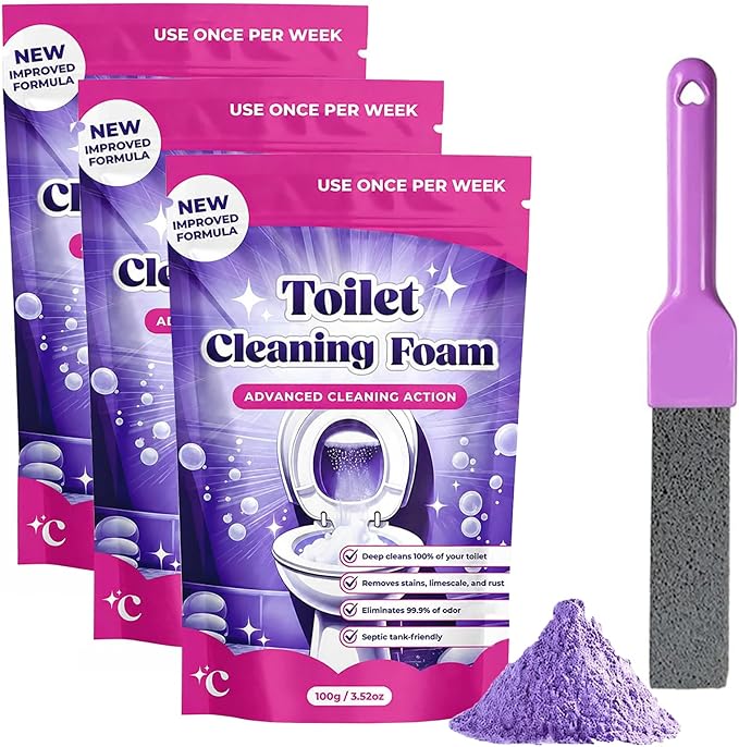 Fizz Clean Toilet Bowl Cleaner, Fizzclean Toilet Cleaning Foam, 2026 New Upgrade Toilet Bowl Cleaner, For Sparkling Clean, Touch Free Foaming Cleaning Powder (3PCS)