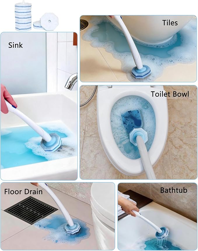 60 Count Toilet Bowl Wand Refills Compatible with Clorox, Disposable Toilet Cleaner Refill Pads, Replacement Brush Heads for Most Toilet Cleaning System, No Falling Apart