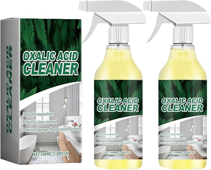 Oxalic Acid Cleaner Spray, 2026 Upgraded oxalic acid powerful stain cleaner, Powerful Stain Removal Spray for Bathroom, For Floor Countertop and Toilet (2pc)