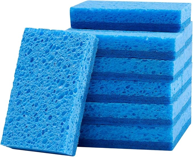 VEVOR Sponges, 12 Pcs Durable Natural Kitchen Sponges with Cellulose & Scrub Pad, Easy-to-Rinse Cleaning with Honeycomb Structure & Quick Water Absorption, Fit for Home Cleaning