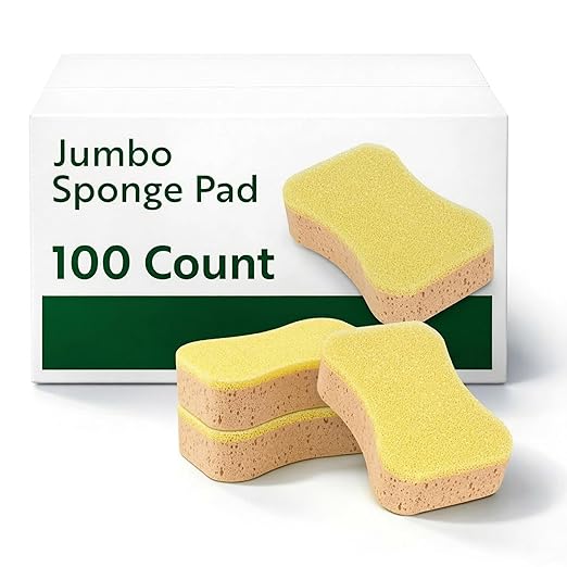 Restaurantware Sponge and Scouring Pad Combo 100 Count 7.7 x 4.9 x 2.1 Inches Plastic Multi-Surface Scrubber Flexible Cleaning Sponge for Commercial Kitchens