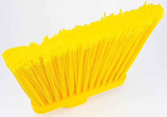 SPARTA 41082EC04 Plastic Color Coded Broom, Flagged Bristles, Long Broom With Angled Head For Large Debris, 56 Inches, Yellow, (Pack of 12)