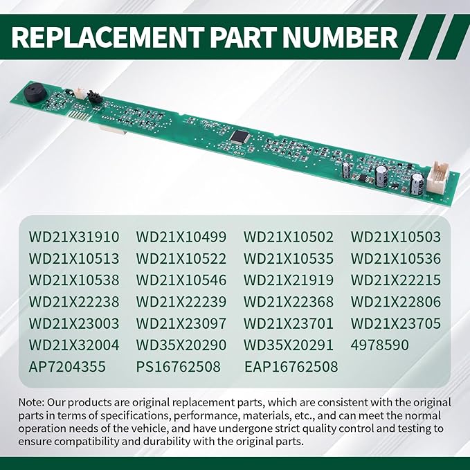 WD21X31910 Dishwasher User Interface Control Board Compatible with GE dishwasher models parts WD21X10499, WD21X10502, WD21X10503, AP7204355