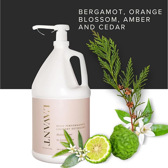 L'AVANT Collective Luxury Laundry Detergent | Blushed Bergamot | Natural Non-Toxic Liquid Laundry Soap with Enzymes | Bulk 1 Gallon, 5x Concentrated, Plant-Based, HE Compatible | 128 oz