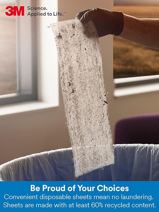 3M Easy Trap Sweep and Dust Sheets, 2 Rolls of 250 5" x 6" Sheets (500 Sheets), Disposable Easy Sweep Floor Duster, Picks Up 8x More Dirt, Dust, Sand, Hair, Works on Dry or Wet Surfaces, 55655W