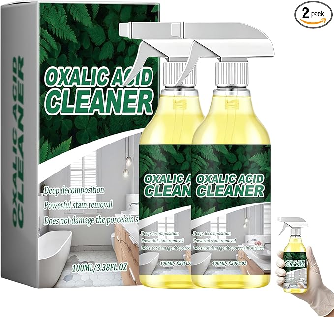2 Bottle Oxalic Acid Cleaner,2026 Upgraded Oxalic Acid Cleaner Spray,Oxalic Acid Powerful Stain Cleaner,Multipurpose Stain Remover Spray For Bathtub, Porcelain, Tiles