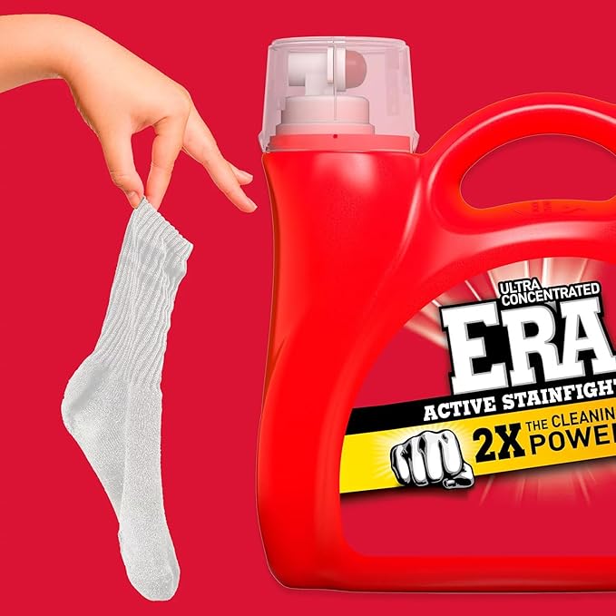 Era Oxibooster Liquid Laundry Detergent, 154 fl oz, 87 Loads Powerful Laundry Detergent for Stain Removal, Tough on Stains, Era Active Spot Fighter High EfficiencyDetergent