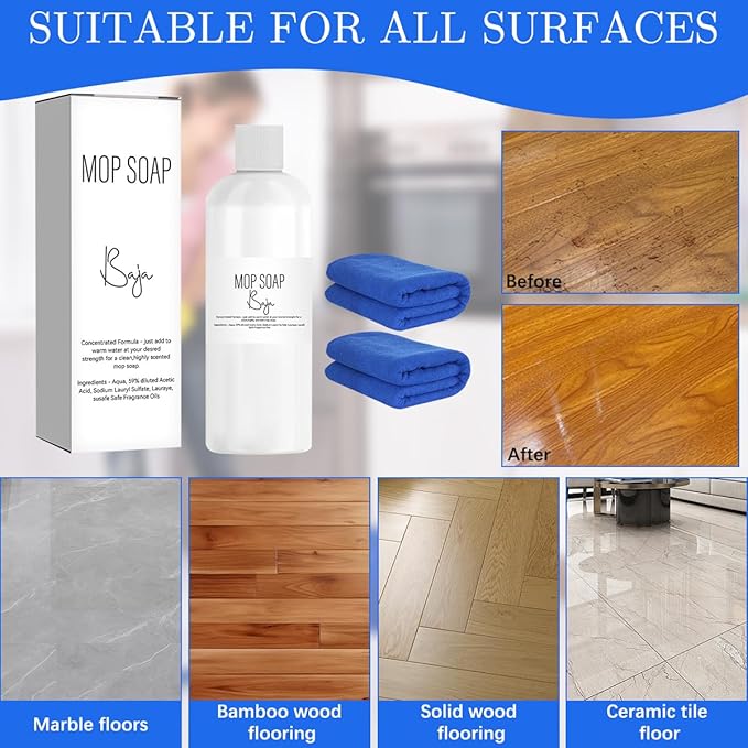 Compensai Mop Soap for Floor Cleaning,R and W Mop Soaps,Mavwicks Mop Soap,Mop Soaps Scented,Multisurface Bathroom & Kitchen Cleaner Supplies(1Pcs)