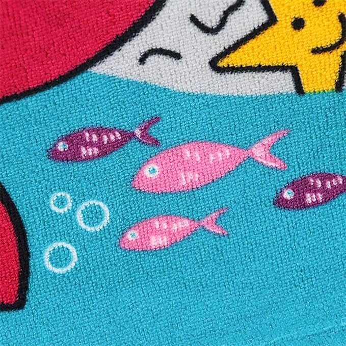 TONWHAR Soft Cotton Hooded Beach Towel Poncho for Kids Bath Pool Beach Swim Boys Girls Cartoon Cover-up Cape (Mermaid)
