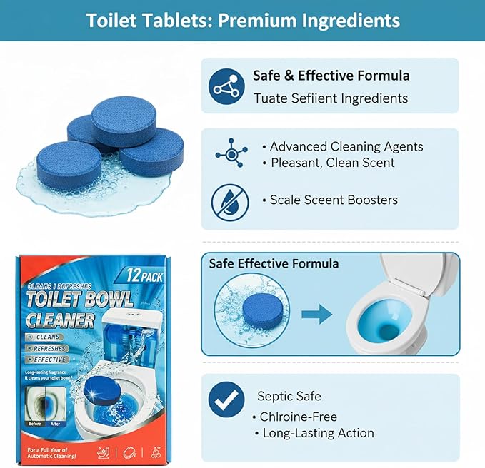 Blue Automatic Toilet Tank Cleaners, Long-Lasting Household Toilet Cleaners,Toilet flush Cleaning & Deodorizer
