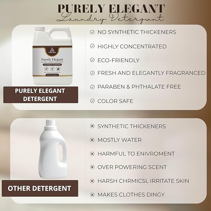 Elegant Luxury Plant-Based Laundry Detergent Lavender & Chamomile Scent, 64oz by Purely Elegant, Biodegradable, Bulk, Sensitive Skin Safe, Paraben Free, Highly Concentrated, HE Eco Family Size