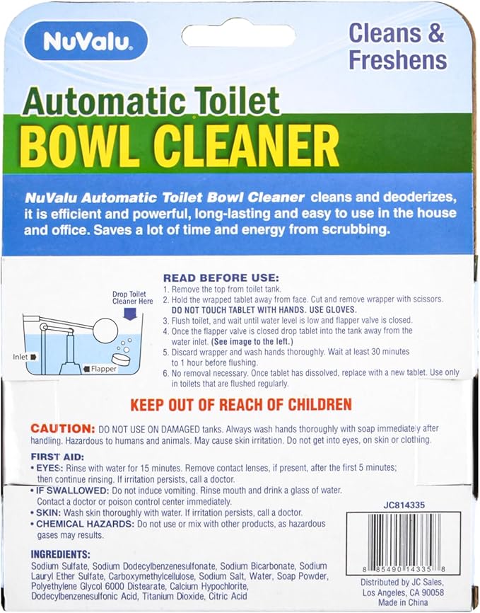 Toilet Bowl Cleaner Tabs, Bleach Tablets for Toilet Tank, Long Lasting In-Tank Cleaning & Freshening with Every Flush (2 Pack/4 Tablets)
