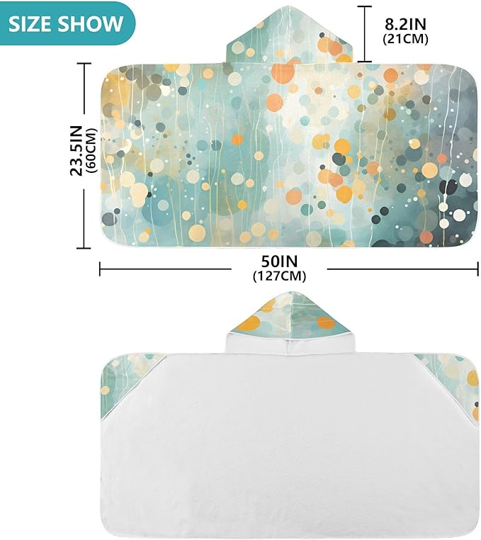 Hooded Towel for Kids Abstract Circles Pattern Beach Wrap Bath Towels 50x23.5in