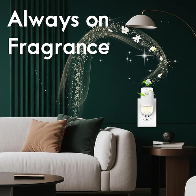 Plug In Air Freshener Refills - Jasmine Scent, Wall Plug-In Refills, Home Fragrance, 6 Pack (3.96 Fl Oz), Compatible with Air Wick & Glade, Not Include Glade Plus, for Bathroom, Bedroom, Office