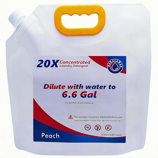 Commercial Bulk Laundry Detergent Refill, 20X Concentrated, Makes 6.6 Gallons (800 Loads) – Heavy-Duty Stain Removal, HE Compatible, Lowest Cost per Load
