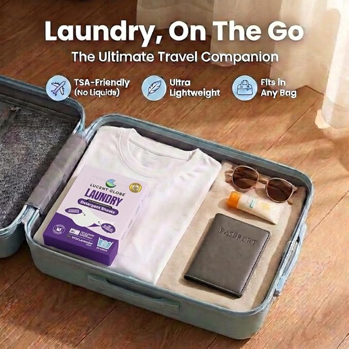 Lucent Globe Laundry Detergent Sheets. Pre-Measured Laundry Sheets. Powerful Stain Removal. Works in All Clothes Washers. World's Best Smelling Laundry Detergent. (1 Pack - 80 Washes, Lavender)