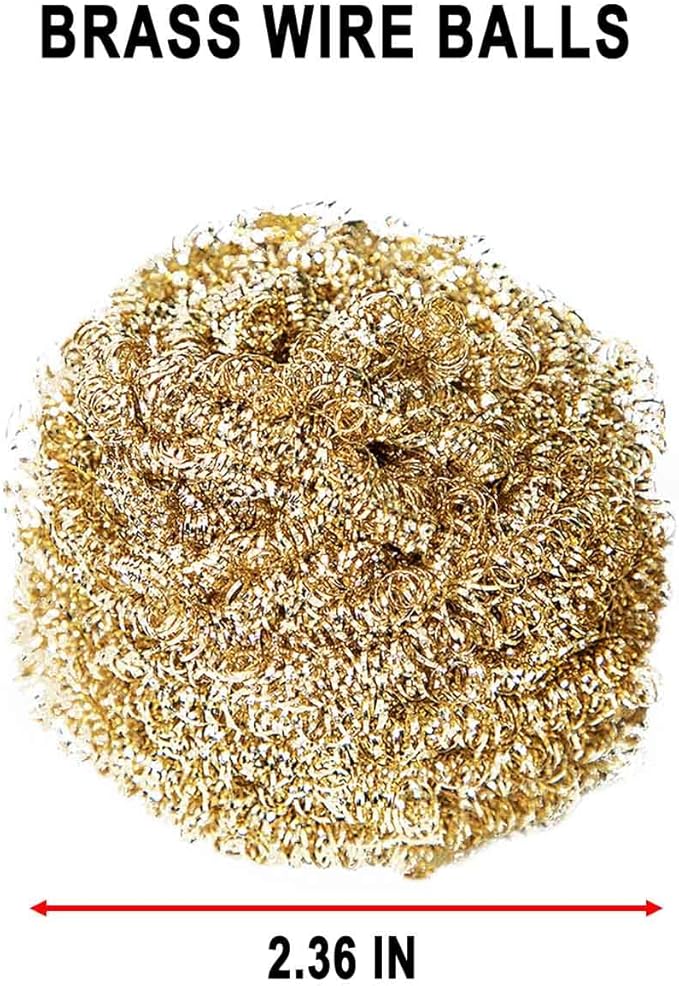 6PCS Brass Kitchen Cleaner, Scrubbing Scour Copper Scrubber Non Scratch Dishes Scrubber Kitchen Steel Wool Easy Scouring Scrubbing Brush Pot Pan Oven Washing Ball Golden Copper Scrubbers