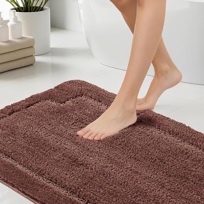Bath Rugs Bathroom Mat Soft Absorbent Plush Shaggy Soft Floor Non Slip Shower Bath Tub Machine Washable