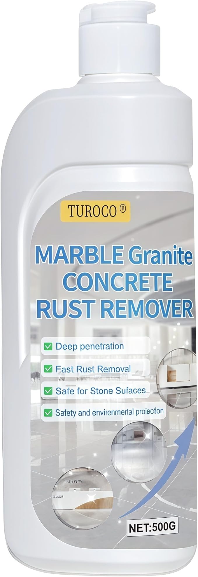 Professional Stone Rust Remover, Granite Marble Rust Stain Cleaner, Deep Penetrating Formula Removes Oxidation and Iron Stains, Stone Care Solution for Indoor Outdoor Residential Commercial Use