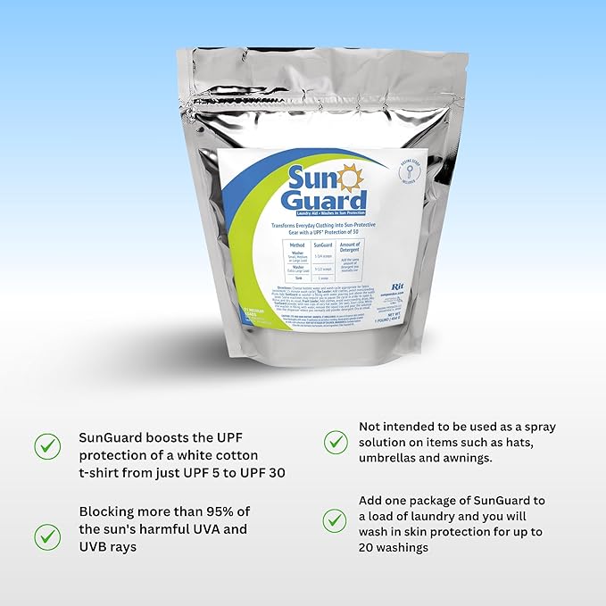 SunGuard Sun Protection - add up to 30 UPF protection to your clothing, lasts for 20 washes (5 lb)