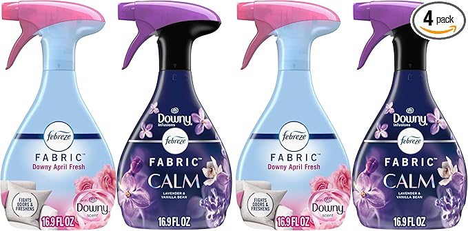 Febreze Odor-Fighting Fabric Refresher,Downy Calm and Downy April Fresh,16.9oz,(Pack of 4)