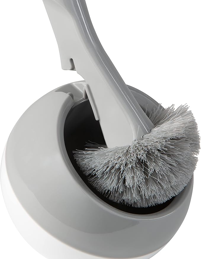 Bath Bliss Quarter Note Bathroom Toilet Brush | Dimensions : 4.72" L x 4.72" W x 14.57" H | Bathroom Clean | Rust Proof Material | Durable | Compact Design | Grey