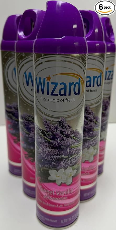 Wizard The Magic of Fresh | Odor Neutralizer & Air Freshener - 10 Oz. Sweet vanilla lavender (Pack of 6) (Packaging May Vary)