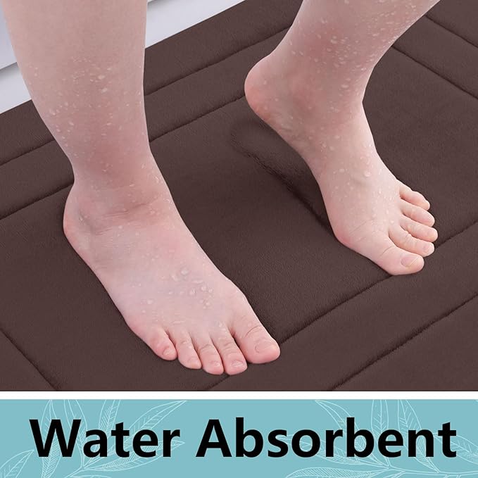 Arotive Memory Foam Bathroom Rug Mat 30x20, Ultra Soft and Absorbent Bath Mat, Machine Wash Dry, Comfortable Bath Rug Carpet for Bathroom Floor, Tub and Shower, Brown