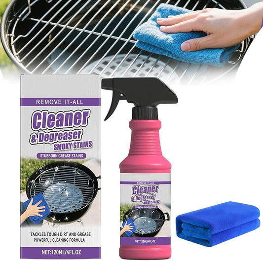 Cleaner and Degreaser Smoky Stains, Fast-Acting Heavy-Duty Grill Degreaser Spray,BBQ Cleaner and Degreaser, Remove It All Cleane𝐫 and Degrease𝐫, For Outdoor Grills(120ml)