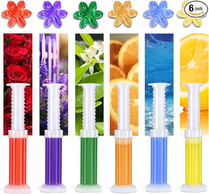 EKE 6 Pieces Toilet Flower Gel Stamp Multipurpose Dirt Removal Long Lasting Fragrance Bathroom Supplies