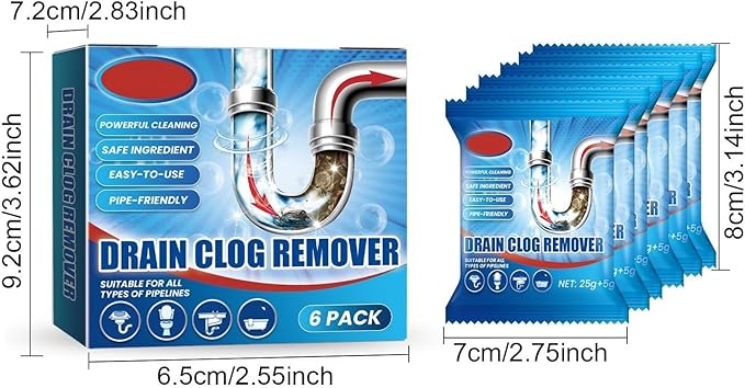 Household Drain Cleaner Powder, Quickly Dissolves Hair Grease Clogs In 30 Minutes, Suitable For All Standard Pipes(3 boxes)