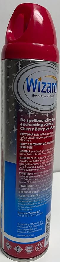 Wizard The Magic of Fresh | Odor Neutralizer & Air Freshener - 10 Oz. Cherry berry (Pack of 4) (Packaging May Vary)