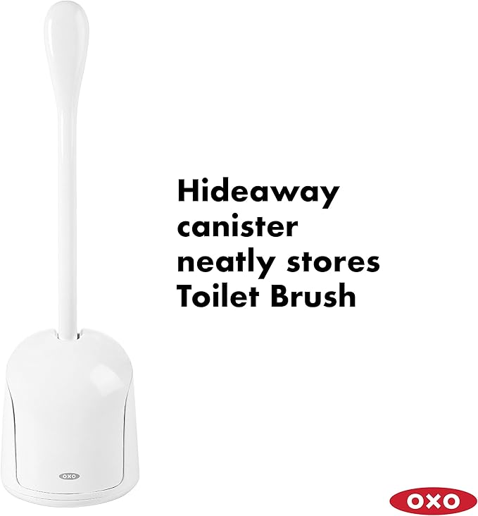 OXO Good Grips Set Toilet Brush & Plunger Combo, White & Good Grips Compact Toilet Brush & Canister