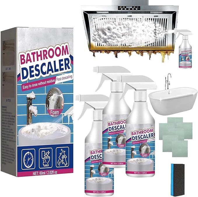 Bathroom Descaler Foam Cleaner Spray, Stubborn Stains Cleaner, All-Purpose Bathroom Descaler Foam Spray, For Bathtub, Toilet, Glass, Faucet