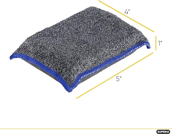 Miracle Microfiber Sponges for Kitchen Kosher Non-Scratch Sponge Scrubber Heavy Duty Multi-Purpose Cleaning of Dishes, Pots, Pans, and Countertops, Machine Washable, 6 Pack, by Superio (Grey)