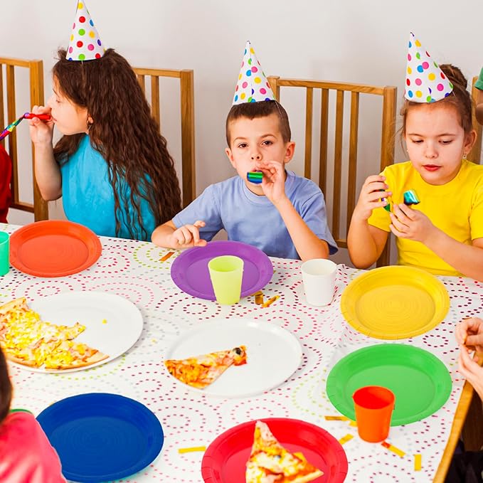 JarThenaAMCS Color Spiral Paper Plates Rainbow Party Plates Disposable Dessert Plate for All Seasons Birthday Holiday Baby Shower Picnic Supplies, 36 Pcs