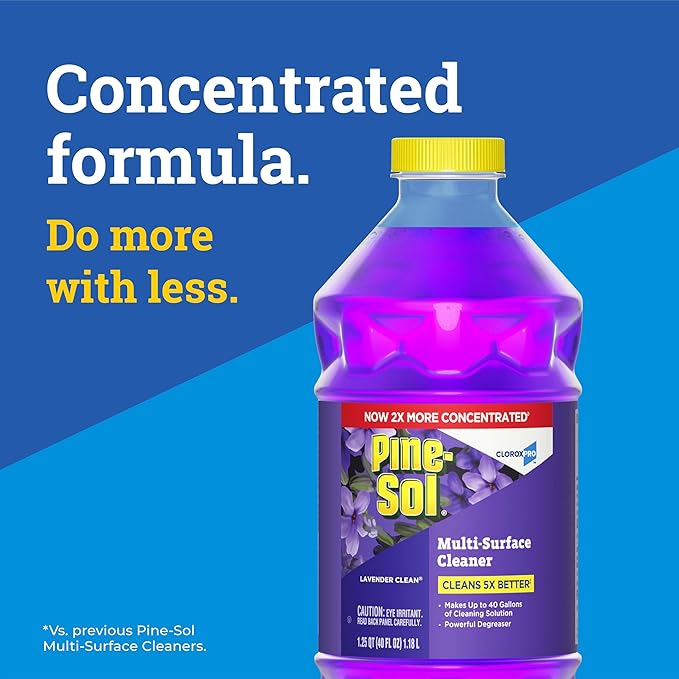 Pine-Sol Multi-Surface Cleaner, CloroxPro, 2x Concentrated Formula, All-Purpose Cleaner, Lavender Clean, 40 Fluid Ounces (Pack of 2)